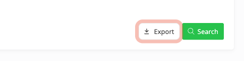 De Exporteer-knop bovenaan het audit trail, gebruikt om de gefilterde vermeldingen als CSV bestand te downloaden.