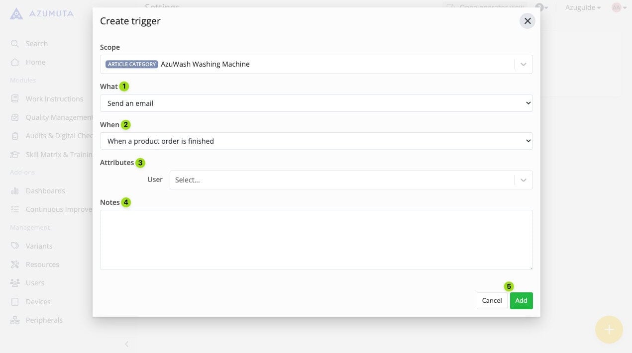 Email action in a trigger