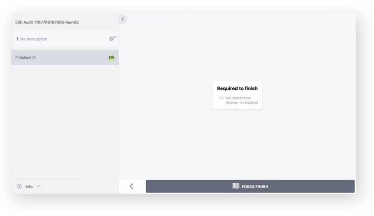Geforceerd afwerken actie voor een audit in de Azumuta App