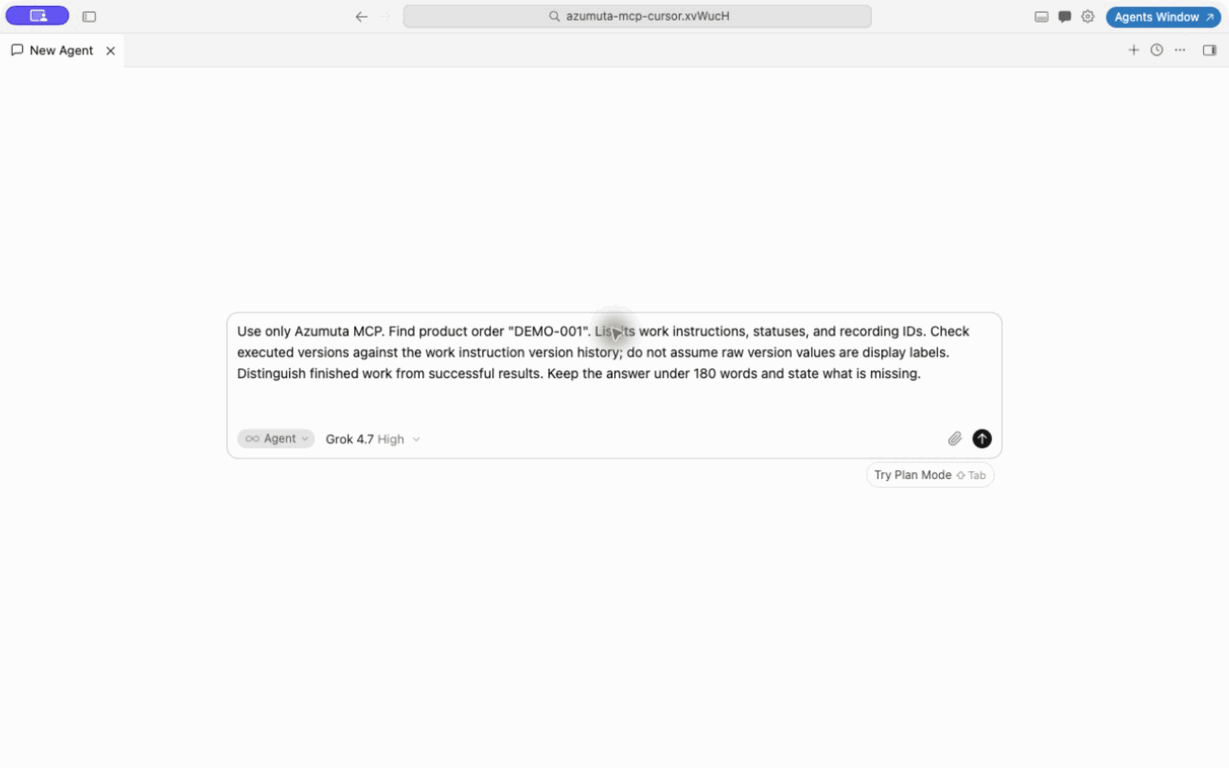 Le curseur récupère DEMO-001 et utilise un suivi pour distinguer sa Version sélectionnée de l'exécution Terminée